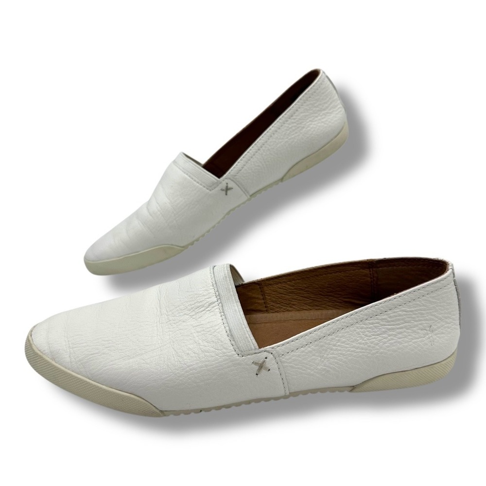 FRYE Melanie‎ White Tumbled Leather Slip On Loafer Flats Shoes Women's Size 8.5